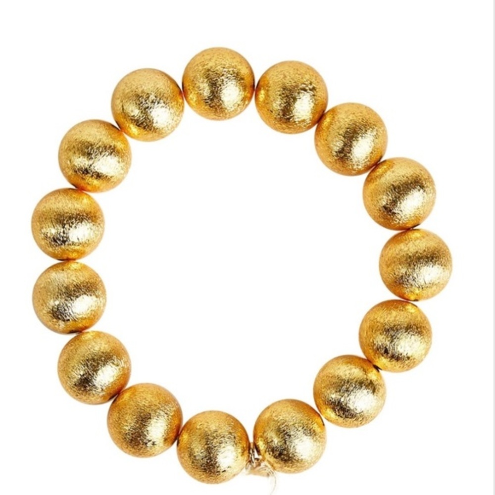 Designer Boutique Brushed 12mm Gold Bead Bracelet. NWOT‎